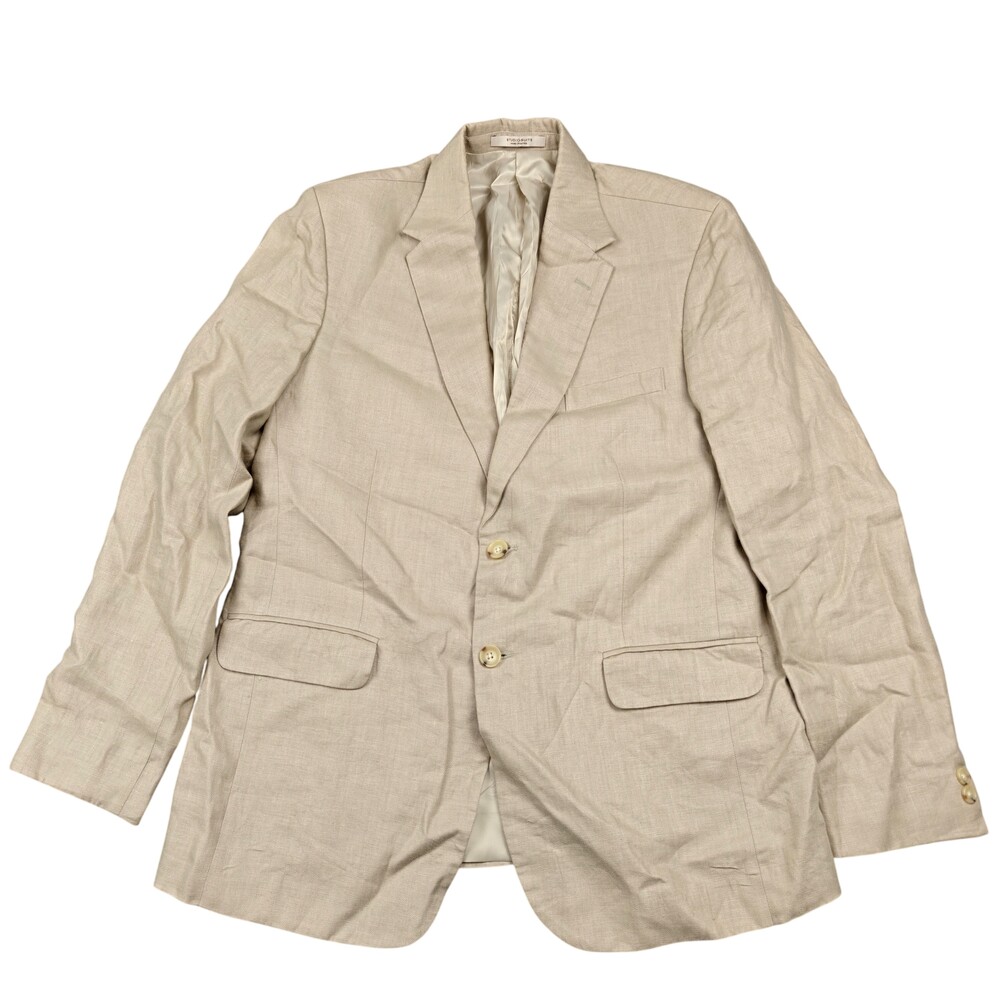 STUDIOSUITS Suit Jacket Mens 42R Beige Regular Fit Linen Single-Breasted Italy